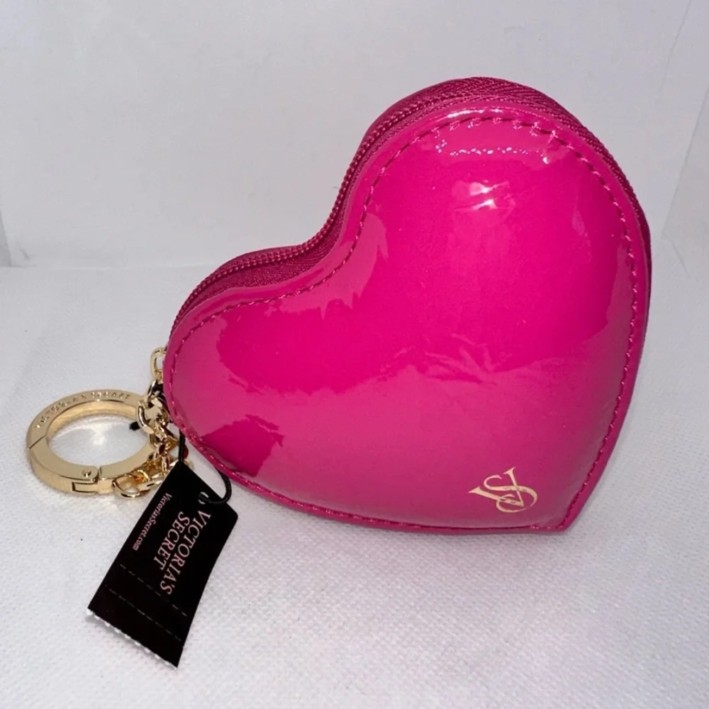NWT Victoria’s Secret Hot Pink Shine Heart Coin Pouch Keychain - Picture 3 of 3